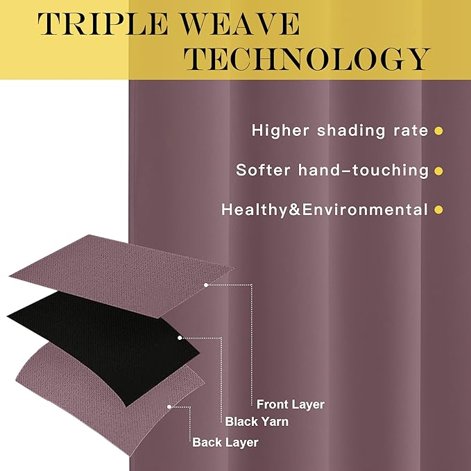 NICETOWN Blackout Room Divider Curtains for Sliding Glass Doors 102 Inches Long 1 Panel, Extra Wide Curtains for Doorway Patio Bedroom Living Room (Dry Rose, 80Wx102L, 1 Panel)