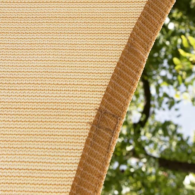 Amgo Custom Size 5' x 5' x 5' Sand Beige Triangle Sun Shade Sail UPF50+ AGTAPRT12, Order to Make Canopy Awning, 95% UV Blockage, Water & Air Permeable, Commercial Standard (We Customize)