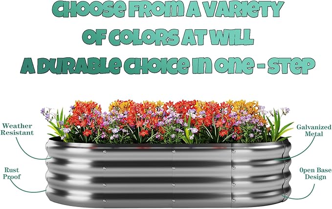 Galvanized Metal Planter Raised Garden Bed Kit for Gardening Outdoor Garden Box Raised Flower Bed 2PC Metal 4X2X1FT