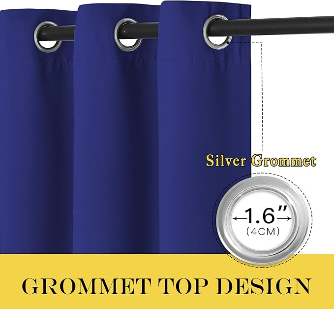NICETOWN Blackout Window Curtain 90 inch Length - Room Darkening Thermal Insulated Grommet Large Window Treatment Light Blocking for Bedroom/Doorway (Navy Blue, 1 Panel, W52 x L90)