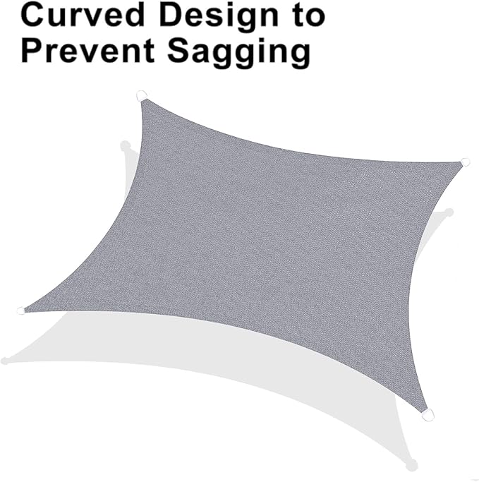LOVE STORY Custom Size 10'x12' Silver Grey Sun Shade Sail Rectangle UV Block Canopy Patio Sail Sunshades Fabric for Outdoor Garden Carport (We Make Custom Size)