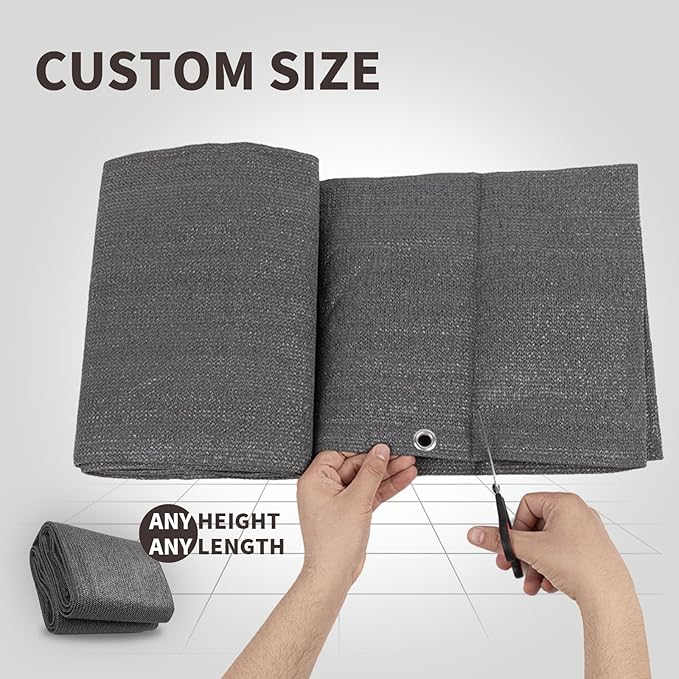 LOVE STORY Custom Size 3.3'x29' Dark Grey Balcony Privacy Screen,UV Block Privacy Fence Screen,90% Shield for Outdoor Pool Garden Apartment Railing