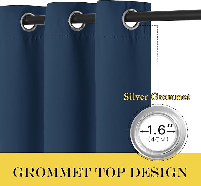 NICETOWN Blackout Curtains 54 Inches Long, Thermal Insulated Room Darkening Curtains for Bedroom, Window Treatment Drapes for Living Room Nursery (W66 x L54 Inch, Moroccan Blue, 1 Panel)