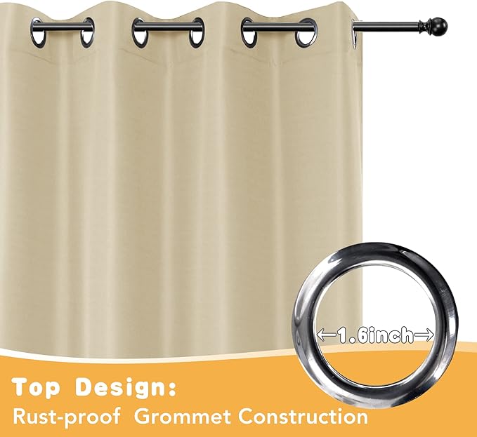 HolidayIdeas Extra Wide Outdoor Curtains for Patio Waterproof, 4 Panels - 110 x 108 Inch - Privacy & Light Filtering Curtains Cream Grommet Outside Curtains for Porch, Gazebo, Pergola, Backyard