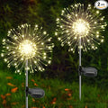 Solar Garden Lights Outdoor, 2 Pack 120 LED Twinkling Firework Lights Decorative with 2 Modes, Outdoor Waterproof Solar Starburst Light for Outside Yard Pathway Garden Decor, Warm White