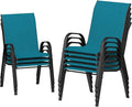 UDPATIO Patio Chairs Set of 8, Stackable Outdoor Dining Chairs with High Back, Breathable Textilene Fabric Outdoor Chair All Weather, 350LBS Capacity for Garden, Backyard (Light Blue)