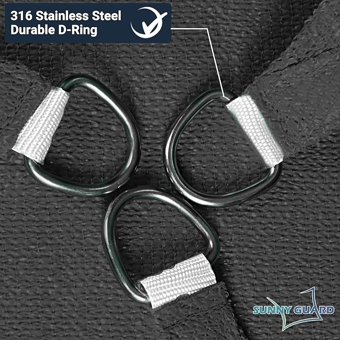 SUNNY GUARD Custom Size 11'x24' Rectangle Graphite Grey UV Block Sunshade for Backyard Yard Deck Patio Garden Outdoor Activities and Facility(Customized)