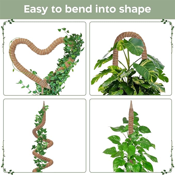 2 Pack 48'' Bendable Moss Pole Monstera Plant Support for Climbing Indoor Plants - Stakes for Potted Climbers - Tall Sticks Indoor Trellis for Houseplants - Accessories for Monstera Pot