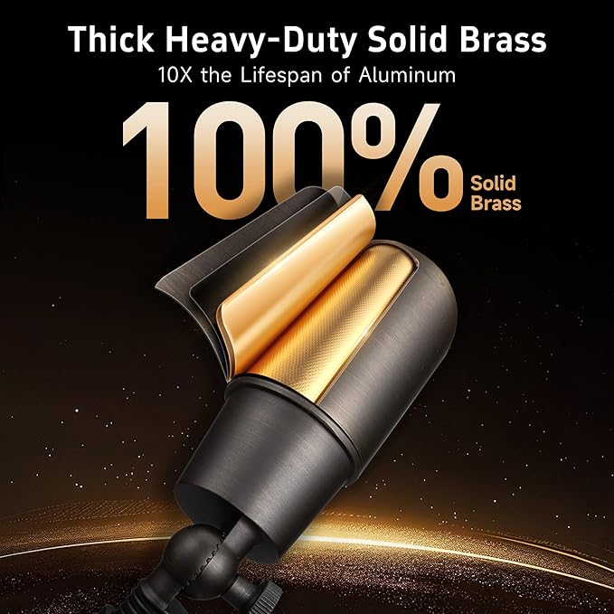 Gardenreet Landscape Spotlights Low Voltage - Brass Outdoor Uplight LED 12V, Wired Spot Lights IP65 Waterproof, Antique Bronze for Exterior Garden Yard Tree House with 5W 2700K Warm White MR16 Bulb