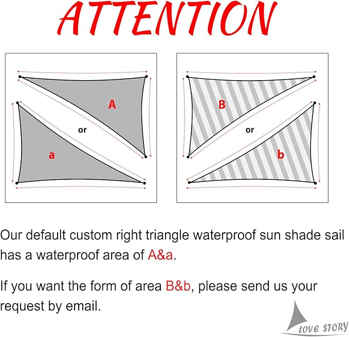 LOVE STORY Right Triangle 5'x5'x7.1' Waterproof Sun Shade Sail Canopy UV Block for Outdoor Patio Backyard Carport,Cream(We Make Custom Size)