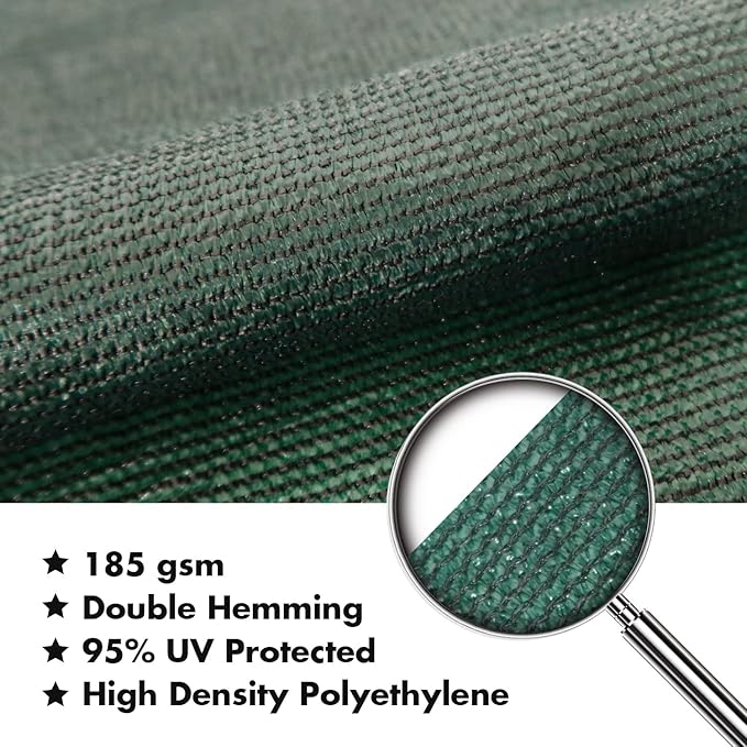 KANAGAWA 7'X12' Dark Green Custom Size Sun Shade Sail Rectangle UV Block Canopy Cover for Patio Backyard Lawn Garden Outdoor (Customized Available)