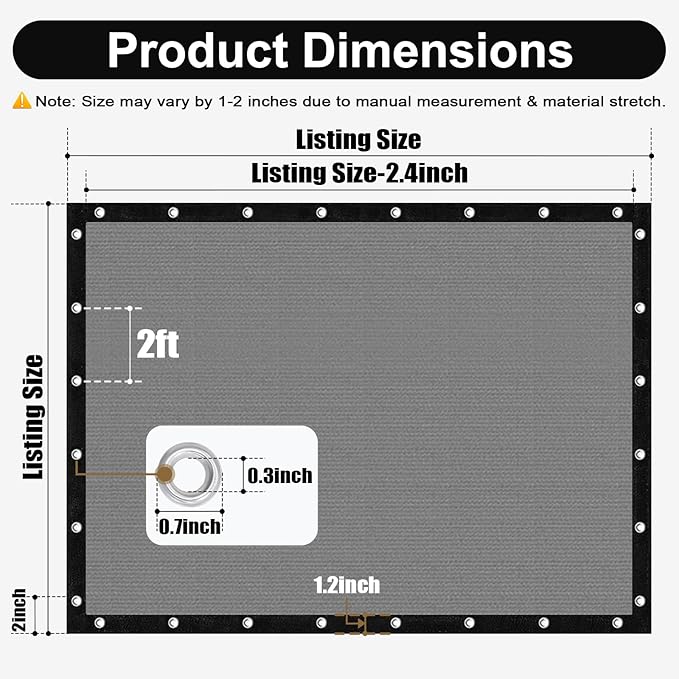 Artpuch 90% Sun Shade Cloth, 3 x 12 FT Pergola Shade Cover Canopy with Grommets, Sun Screen Fabric Tarp for Patio, Outdoor, Garden, Backyard, Light Grey