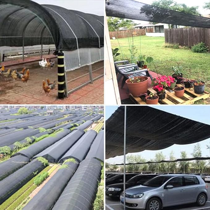 QLOFEI 4x12 FT Shade Cloth with Grommets, 90% Sun Shades Outdoor Patio Mesh Tarp, Easier to Hang Sun Protection Neting Cover -for Garden Greenhouse Pergola Lawn Kennel Chicken Coop