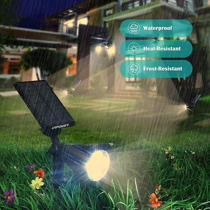 URPOWER Solar Lights Waterproof Solar Lights Outdoor 2-in-1 Adjustable Solar Spotlight Wall Light Auto On/Off Solar-Powered Landscape Lighting for Garden Yard Pathway Swimming Pool (4Pack, Warm White)