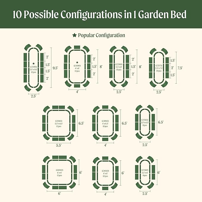 Vego garden Raised Garden Bed Kit, 17" Tall 10 in 1 Jumbo Modular Metal Raised Garden Beds, Metal Planter Box for Vegetables, Flowers, Herbs, Olive Green