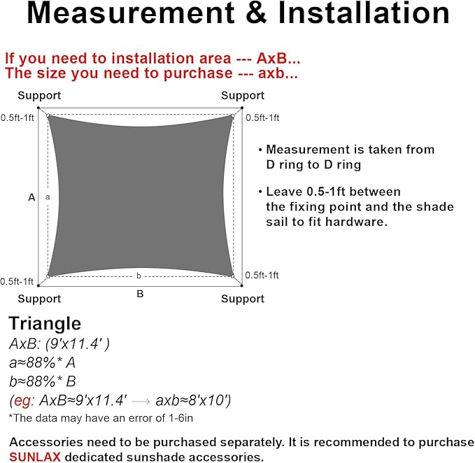 SUNLAX Sun Shade Sail 9' x 14' Dark Grey Rectangle Canopy Sail Shade Cover UV Block Permeable Sunshade Outdoor for Patio Backyard Deck Pergola (We Make Custom Size)