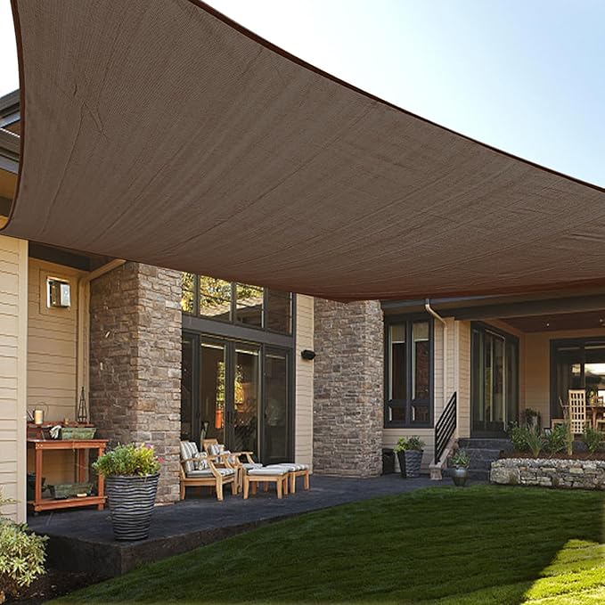 LOVE STORY Custom Size 6'x12' Brown Sun Shade Sail Rectangle UV Block Canopy Patio Sail Sunshades Fabric for Outdoor Garden Carport (We Make Custom Size)