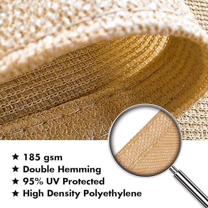 KANAGAWA Sun Shade Sail 10'x10'x14' Sand Triangle UV Block Canopy Awning Shelter Fabric Cloth Screen for Outdoor Patio Garden Backyard