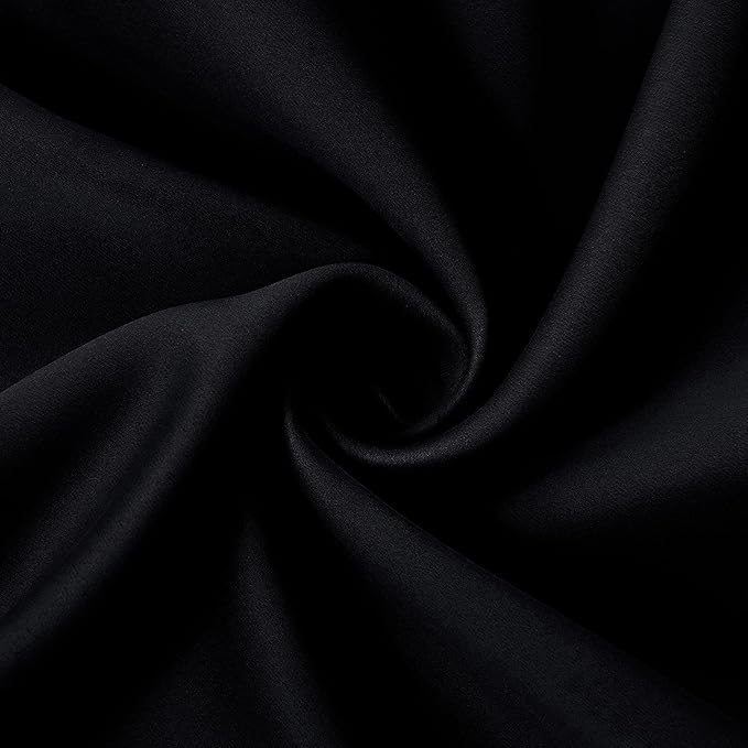 Outdoor Indoor Curtains W52 x L108 for Patio Weather-resistant Window Panels Privacy Protect Grommet Top Thermal Insulated Home Curtain for Porch Lawn Garden Hot Tub Area (Black, 2 Panels)