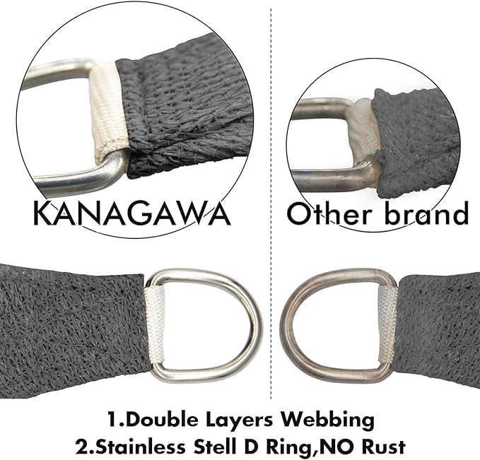 KANAGAWA Sun Shade Sail 12'x12'x17' Dark Gray Triangle UV Block Canopy Awning Shelter Fabric Cloth Screen for Outdoor Patio Garden Backyard
