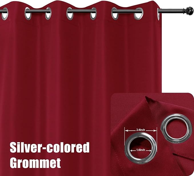 BONZER Outdoor Curtains for Patio Water Resistant Heavy Privacy Light Filtering Grommet Outside Curtains for Porch, Pergola, Gazebo, 1 Panel, 54W x 95L inch, Red