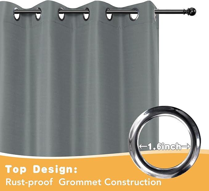 HolidayIdeas Extra Wide Outdoor Curtains for Patio Waterproof, 2 Panels - 110 x 95 Inch - Privacy & Light Filtering Curtains Grommet Outside Curtains for Porch, Gazebo, Pergola, Backyard (Grey)