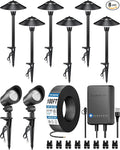 SUNVIE All-in-ONE Landscape Lighting Kit 6-Pack LED Outdoor Pathway Lights, 2-Pack Spotlights, 60W Transformer, 100FT 16/2 AWG Wire and Connectors Outdoor Landscape Lighting for Walkway Garden Yard