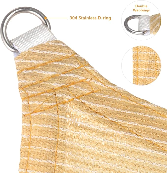 Eden's Decor Straight Flat-Edged Sun Shade Sail Rectangular 10' x 11' Beige UV-Blocking Outdoor Canopy Fabric Cloth Awning for Pergola Patio Garden Backyard Custom Size