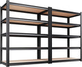 Set of 2 Garage Shelving-2050LBS 5 Tier Storage Shelves,Adjustable Heavy Duty Metal Shelving Unit and Storage Large Rack,Utility Steel Shelf For Shop Warehouse Industrial Pantry Basement 71"x35"x16"