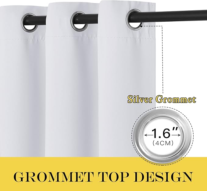 NICETOWN Room Darkening Curtain for Living Room - Easy Care Solid Thermal Insulated Grommet Doorway Window Curtain Drape for Bedroom (1 Panel, W66 by L84, Greyish White)