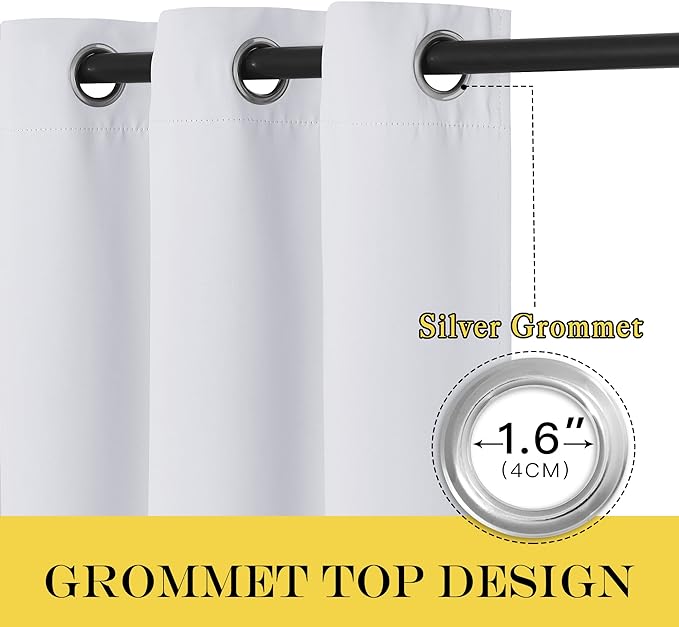 NICETOWN Patio Door Curtain 132 inches Long, Grommet Room Divider Sliding Door Curtain Light Blocking Thermal Insulated for Bedroom/Living Room, Greyish White, W100 x L132, 1 Panel