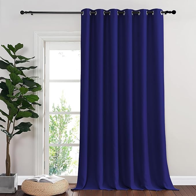 NICETOWN Blackout Sliding Glass Door Curtains, Room Darkening Thermal Insulated Curtains for Living Room Bedroom, Extra Wide Window Drapes, 1 Panel, W80 x L118, Navy Blue