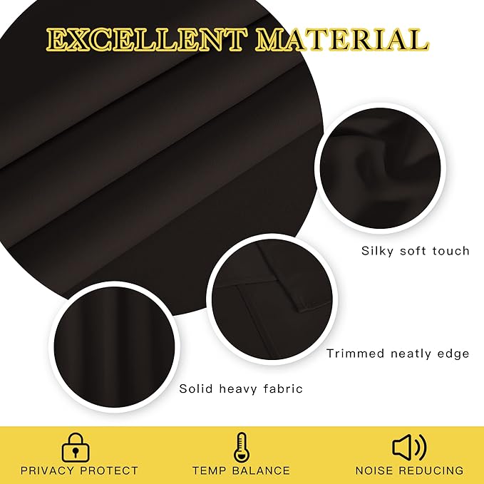 NICETOWN Blackout Short Curtain 63 inches Long for Windows, Thermal Insulated Curtain Grommet Room Darkening Window Treatment for Bedroom/Living Room, 1 Panel, W46 x L63, Toffee Brown