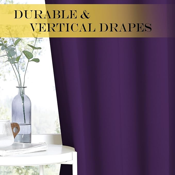 NICETOWN Royal Purple Blackout Curtains for Bedroom 95 Inch Length - Thermal Insulated Room Darkening Privacy Grommet Window Drapes for Boys Room, Set of 1 Panel, 80 x 95 Inch