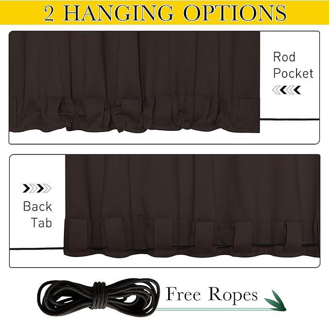 NICETOWN 2 Panels Weighted Blackout Curtains Patio Waterproof Outdoor Curtains, Thermal Insulated Top & Bottom Grommet & Back Tab Wind-Break Drapes Privacy for Pergola, W52 by L95, Coffee
