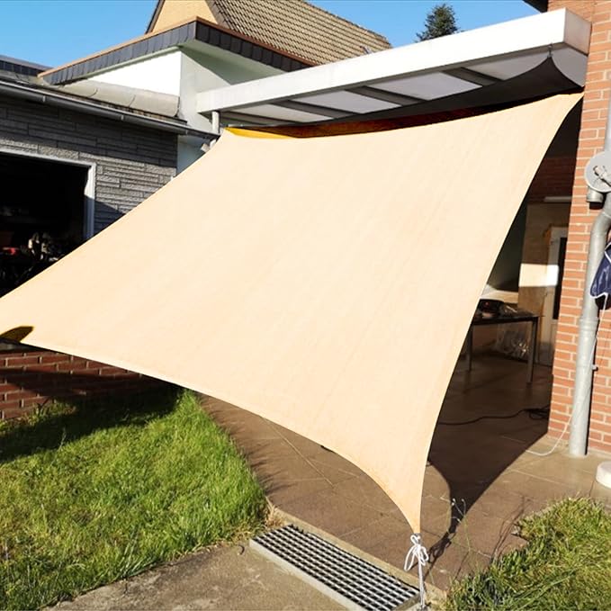 KANAGAWA 9'X11' Cream Custom Size Sun Shade Sail Rectangle UV Block Canopy Cover for Patio Backyard Lawn Garden Outdoor (Customized Available)