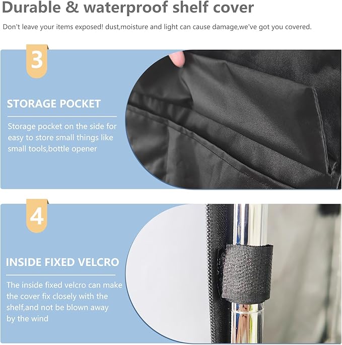 Waterproof Shelf Cover,Outdoor 600D Heavy Duty Dustproof Storage Shelves Cover,24''x14''x72'' Shelf Covers for Wire Shelving with Zippers,Storage Rack Covers with Clear Front