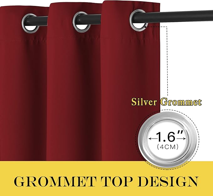 NICETOWN Blackout Blinds for Sliding Door - Indoor Slider Curtains for Patio, Wide Width Drapes for Living Room (Burgundy Red, 100 inches Wide x84 Long)