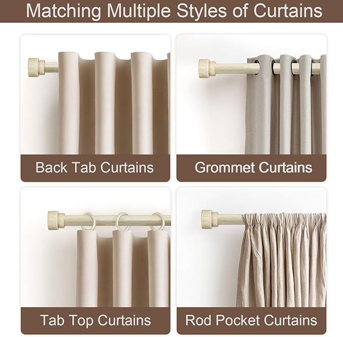 Antique White Curtain Rods for Windows 28 to 48 Inches Heavy Duty Adjustable 1" Diameter Window Rod with Decorative Finials for Bedroom Living Room Kitchen Outdoor Farmhouse