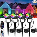 Multi Colored Spotlights Outdoor: RGBW LED Spot Light Plug in 120V Remote Control 16 Color Changing Landscape Light Spot for Lawn Yard Garden Outside Path Tree Holiday Décor, 4 Pack (RGB+Warm White)