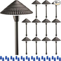 LEONLITE 12-Pack LED Low Voltage Landscape Lights, 3W Cast-Aluminum 12-24V Pathway Light, 5000K Daylight Waterproof Path Lights, ETL Listed Landscape Lighting Wired for Yard Lawn, Bronze