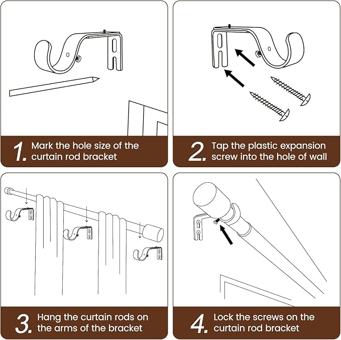 1” Diameter Matte Black Curtain Rod Itself is 30-90 Inch 2 Pack, Fit 30 to 84 Inch Windows with Heavy Duty Adjustable Telescopic Rod，Splicing Metal Extra Long Curtain Rods for Windows