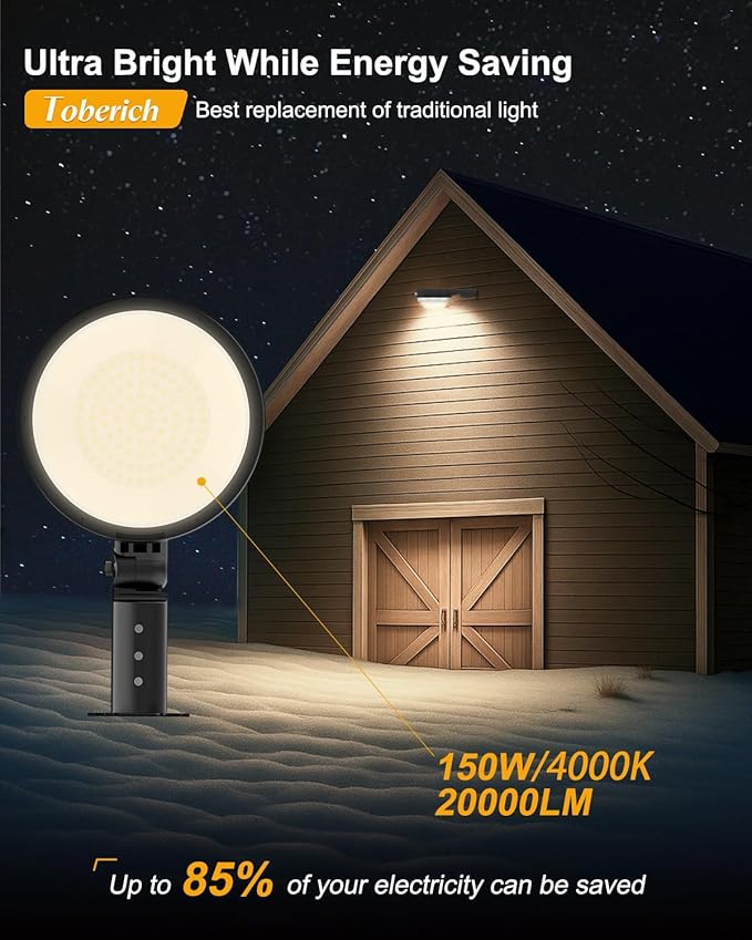 LED Barn Light, 150W 20000LM Yard Area Lights Dusk to Dawn Outdoor Lighting with Upgraded Photocell 4000K Adjustable Angle Neutral Light IP66 Waterproof Street Lights for Security/Farmhouse/Garage