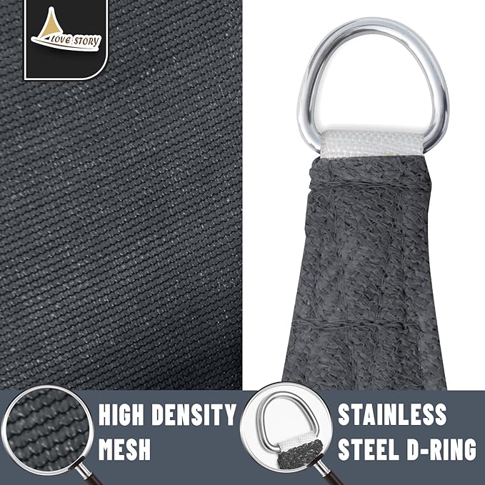 LOVE STORY Custom Size 5'x8' Graphite Grey Sun Shade Sail Rectangle UV Block Canopy Patio Sail Sunshades Fabric for Outdoor Garden Carport (We Make Custom Size)