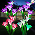 KOOPER Outdoor Solar Lights, 4 Pack Solar Garden Light with Bigger Lily Flowers, Waterproof 7 Color Changing Solar Lights Outdoor - Bigger Panel for Patio Yard Garden Decoration, Gift for Mom