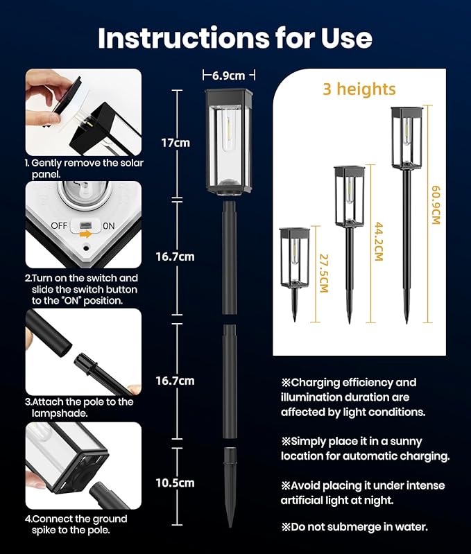 Solar Pathway Lights Outdoor, 4 Pack Bright Solar Lights Outdoor, IP65 Waterproof Solar Garden Lights Solar Powered Landscape Lighting for Yard Patio Walkway Driveway Pathway (Warm White)