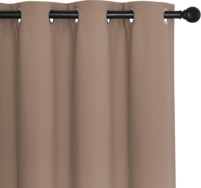 NICETOWN Cappuccino Blackout Curtains for Bedroom/Living Room 132 Inch Length - Thermal Insulated Room Darkening Grommet Top Window Curtains (100 by 132 - Inch, 1 Panel)