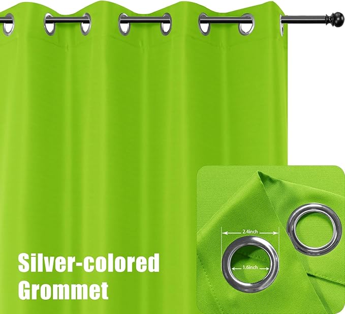 BONZER Waterproof Indoor/Outdoor Curtains for Patio Thick Privacy Grommet Curtains for Bedroom, Living Room, Porch, Pergola, Cabana, 1 Panel, 54W x 108L inch, Green