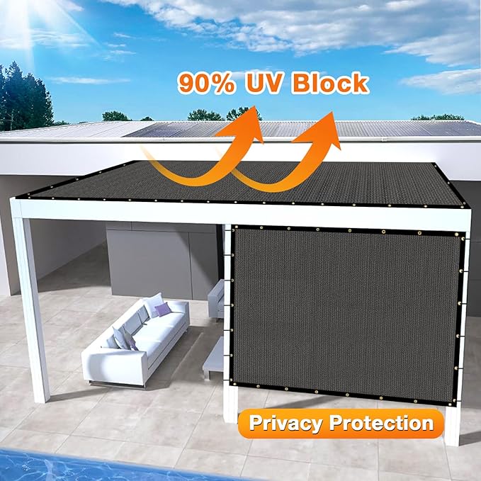 Artpuch Outdoor Pergola Shade Cover 18x20 FT Sun Shade Cloth with Grommets Dark Grey 90% UV Protection Canopy Patio Privacy Screen (Customized Available)