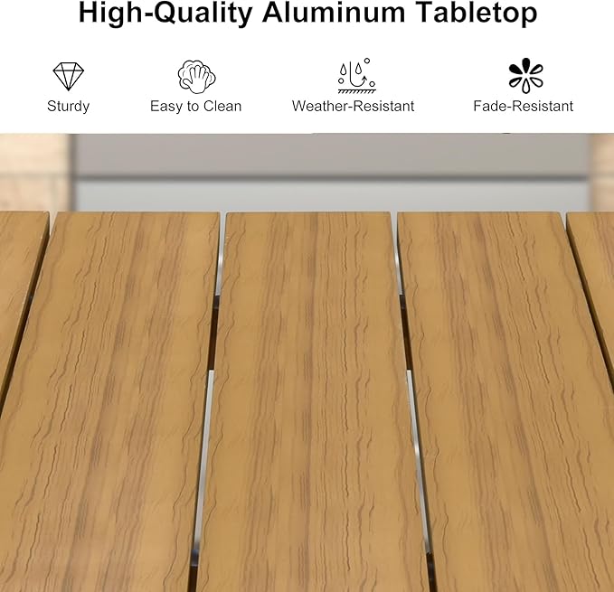 PURPLE LEAF 9 Pieces Outdoor Dining Set with Patio Aluminium Square Dining Table and Wicker Chairs Modern Furniture Cushions Sets for Backyard Indoor Decor Kitchen Teak